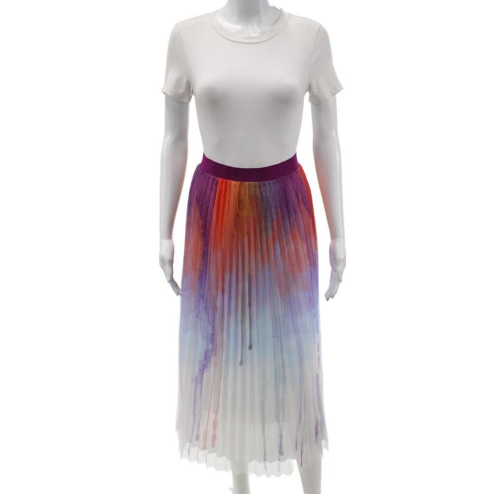 Zero Degrees Celsius Womens Pleated Long Skirt Multi Abstract Size L